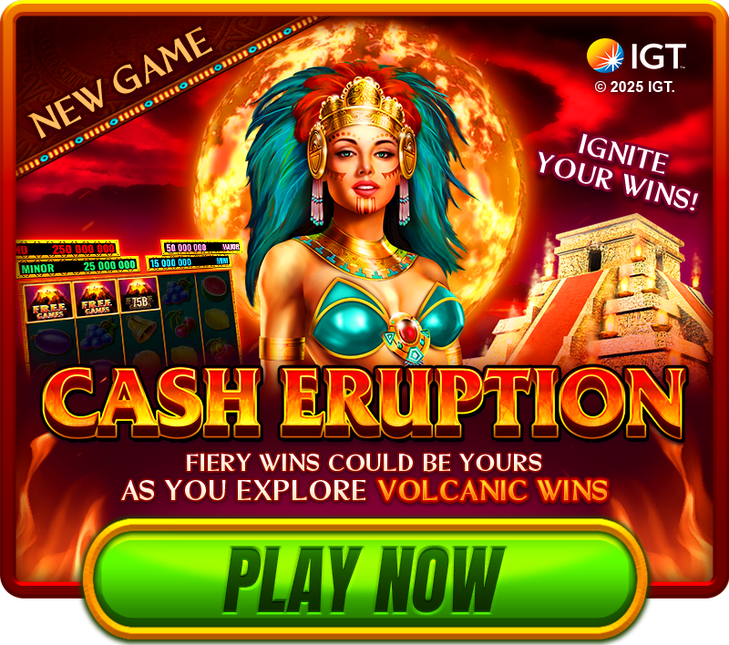 Cash Eruption social casino slot promotional email artwork